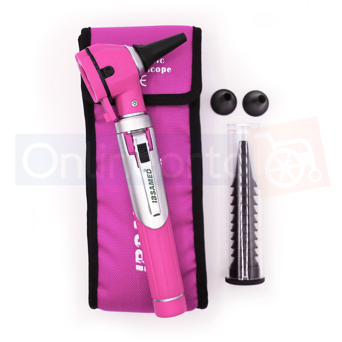 Otoscopio Espéculos Luz Led Diagnóstico Médico Hospitalario Rosa