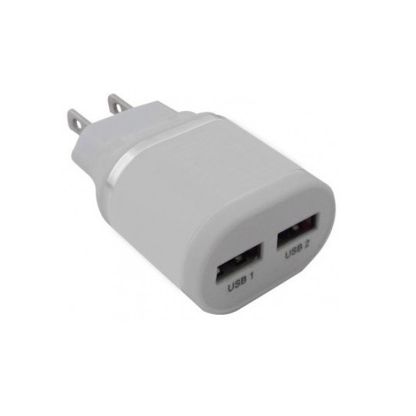 Cargador blanco De Pared 2 Puertos USB 2.0 Carga Energia Celular Tableta Universal 161264B Cubo