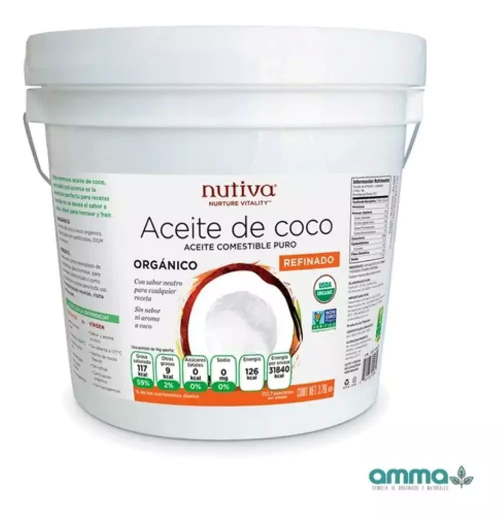 Nutiva - Aceite De Coco Orgánico Refinado 3.79 Lt Galón