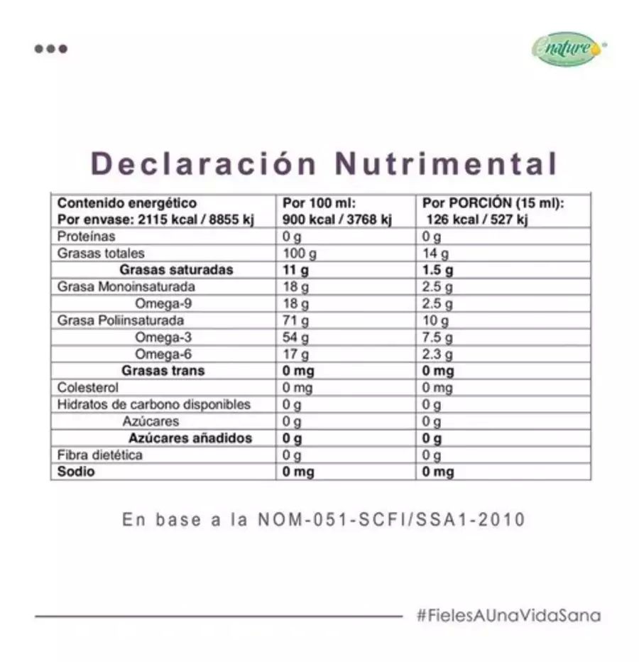 Aceite De Linaza Extravirgen 235g Enature 100% Natural