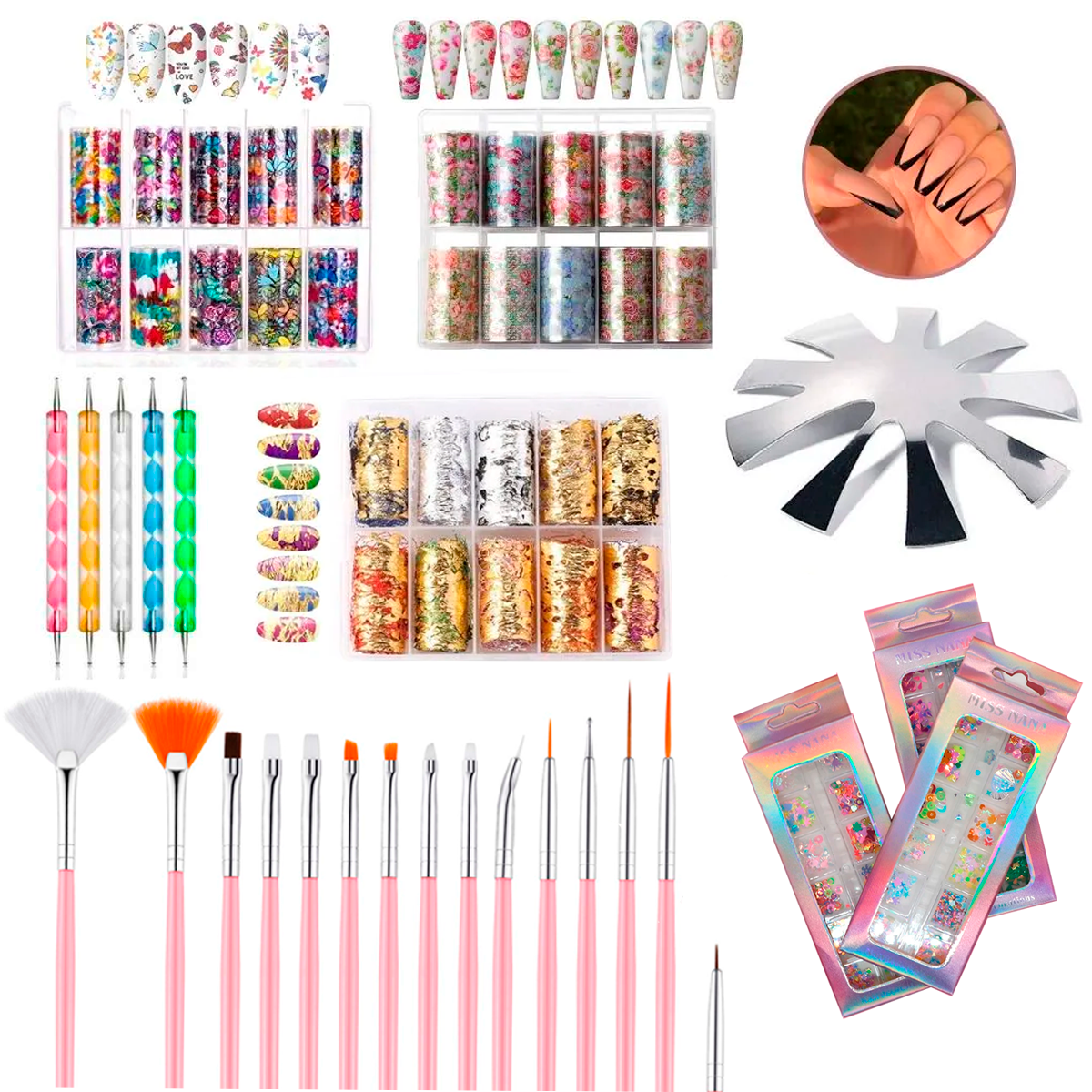  Accesorios Para Manicura 87 Pzas Kit de Arte Decorativo Adornos Decoración de Uñas  Pegatinas Uñas Gelish 