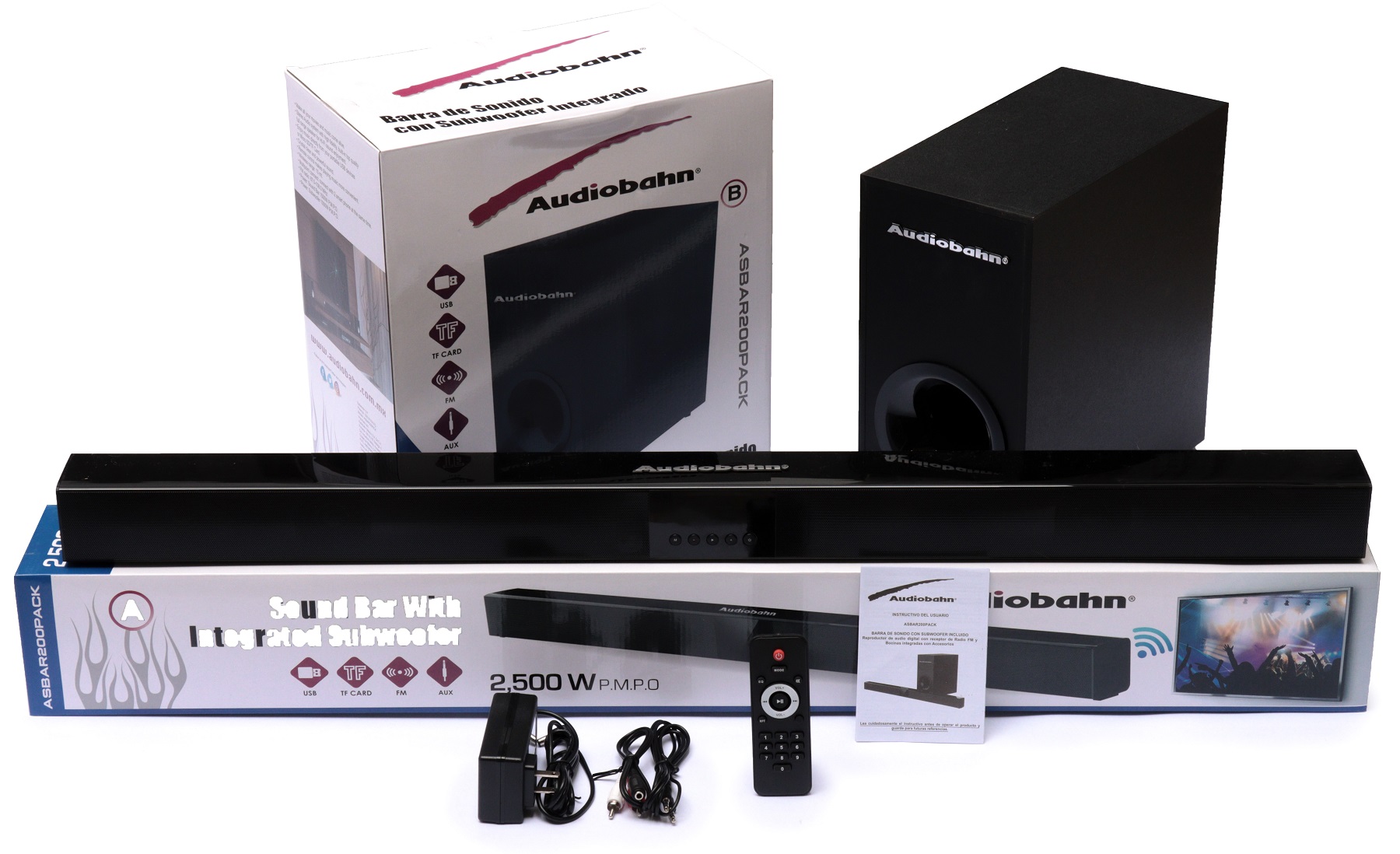 Barra De Sonido Con Subwoofer Audiobahn Hdmi/optical/bt/usb