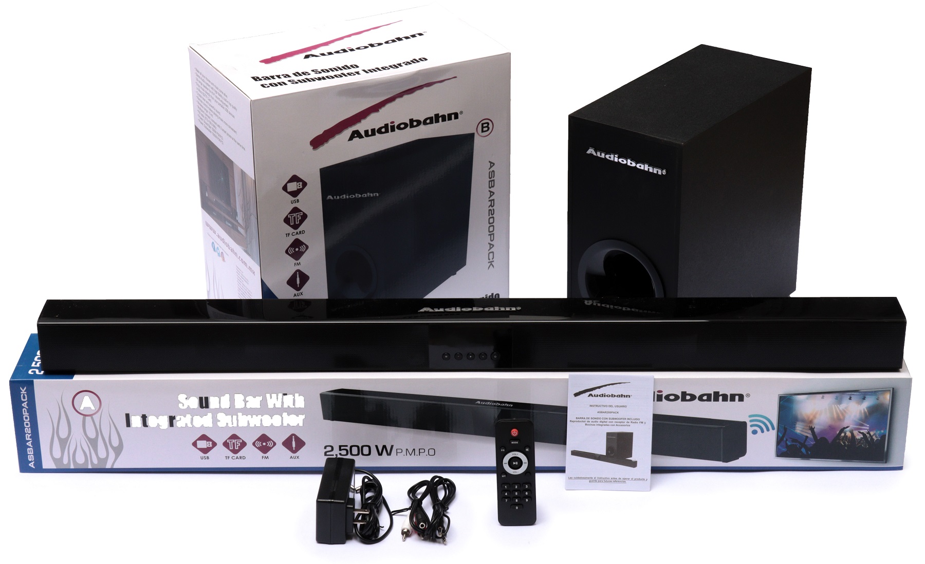 Thomson Barra de sonido para TV con subwoofer, altavoces de TV  Bluetooth 5.0 con 2 micrófonos inalámbricos, sistema de sonido estéreo  envolvente con HDMI ARC/óptico/AUX/USB, montaje en pared, control remoto  incluido 