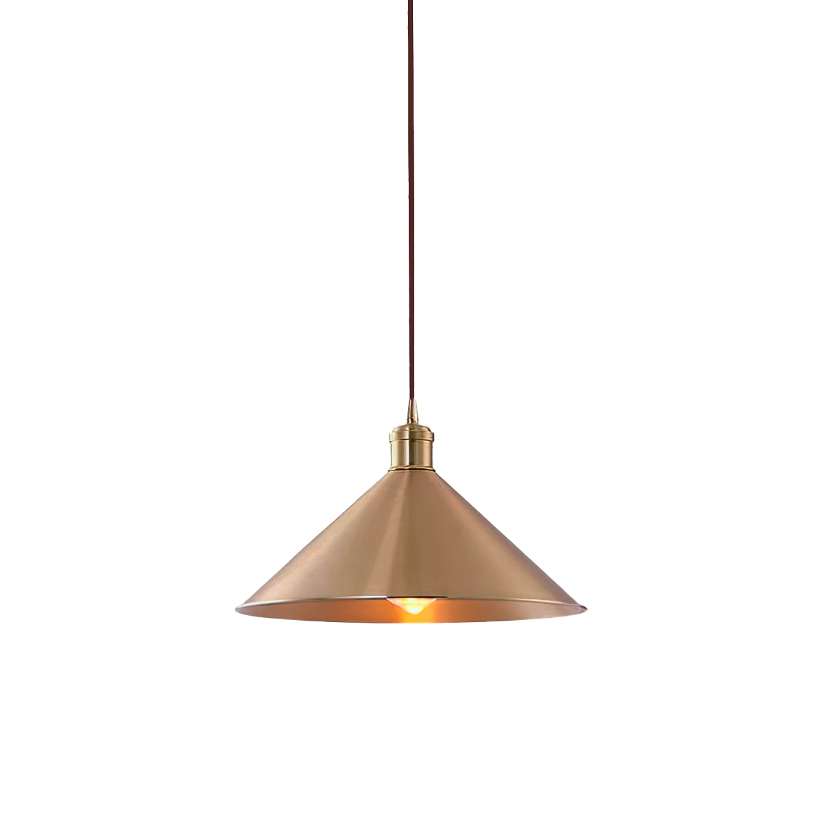 Ilios Innova | Lampara de techo colgante estilo industrial cono acabado latón 26 cm de diámetro | decoración industrial