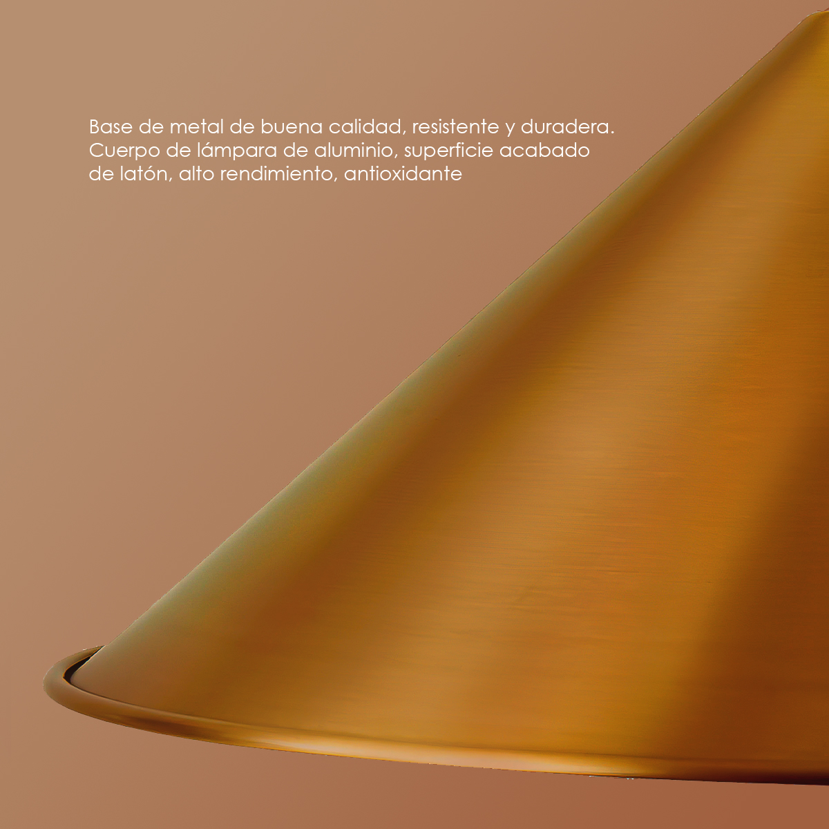 Ilios Innova | Lampara de techo colgante estilo industrial cono acabado latón 26 cm de diámetro | decoración industrial