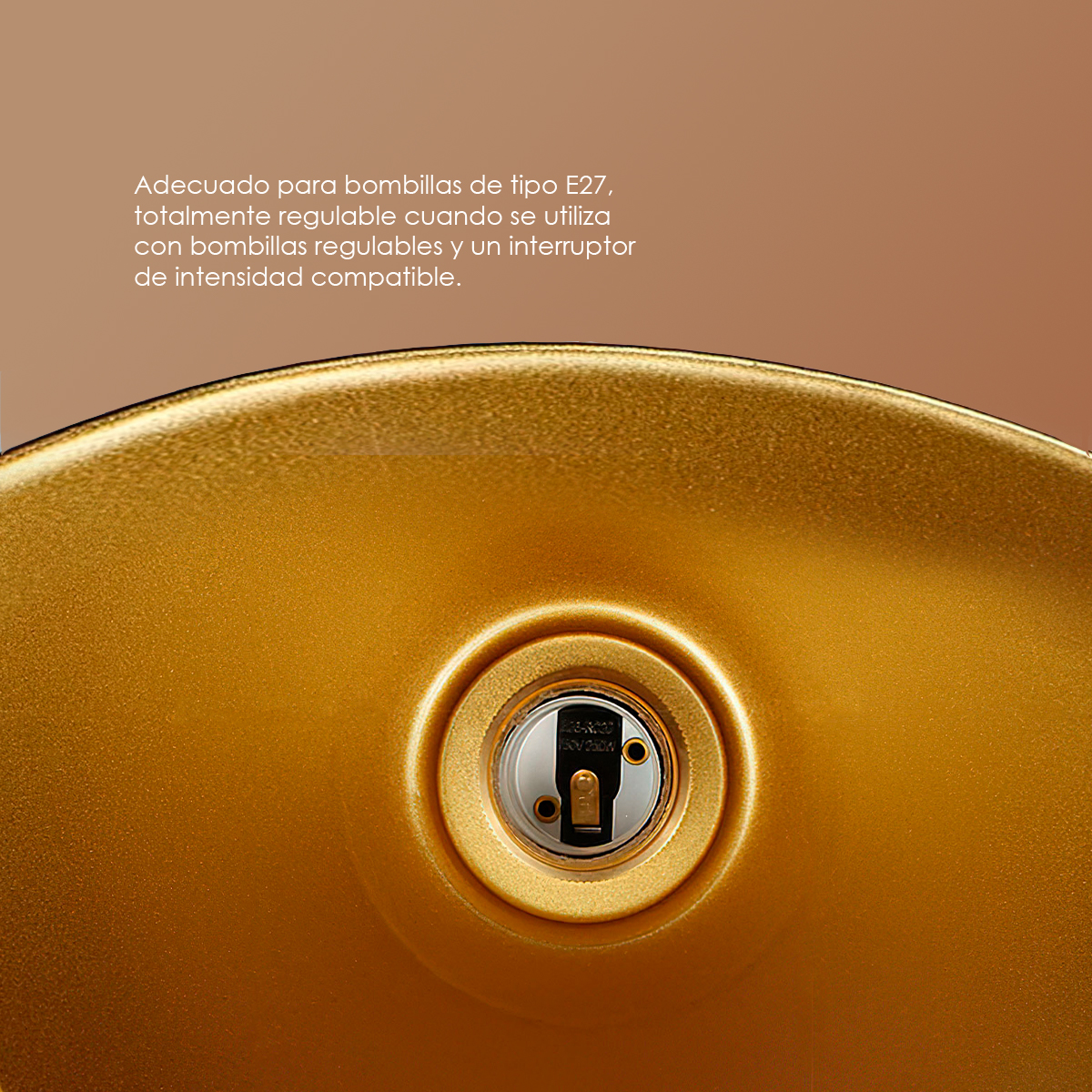 Ilios Innova | Lampara de techo colgante estilo industrial cono acabado latón 26 cm de diámetro | decoración industrial