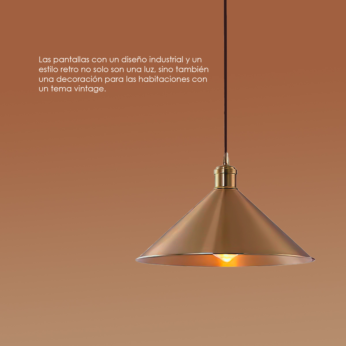 Ilios Innova | Lampara de techo colgante estilo industrial cono acabado latón 26 cm de diámetro | decoración industrial