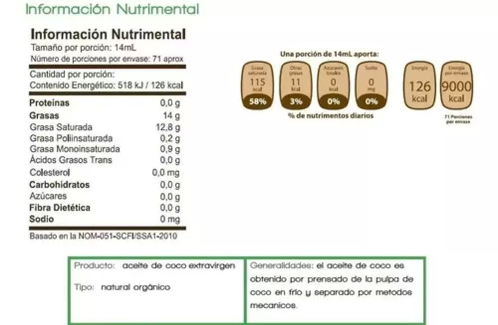 Aceite De Coco Extra Virgen 420ml Enature Crudo Olor Sabor