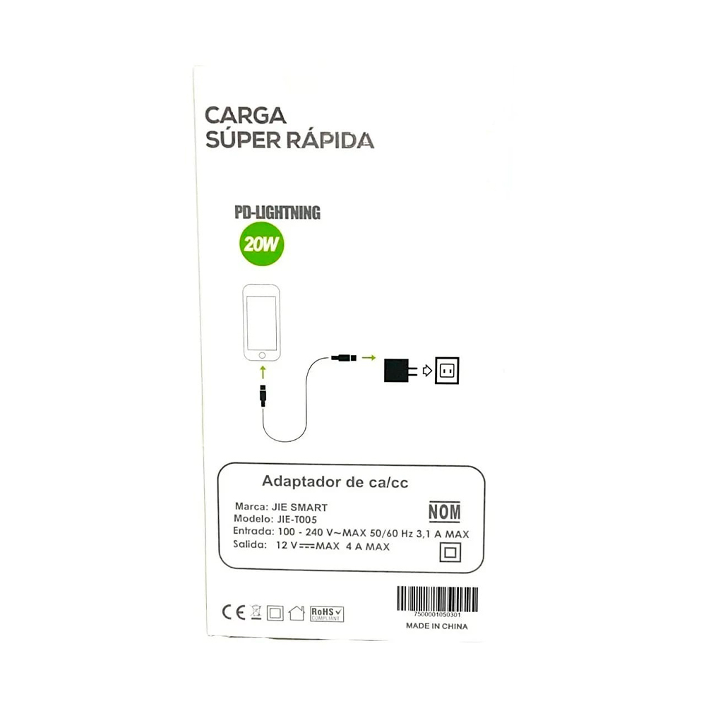 Cable Genérico Tipo C Lighttning con cargador.