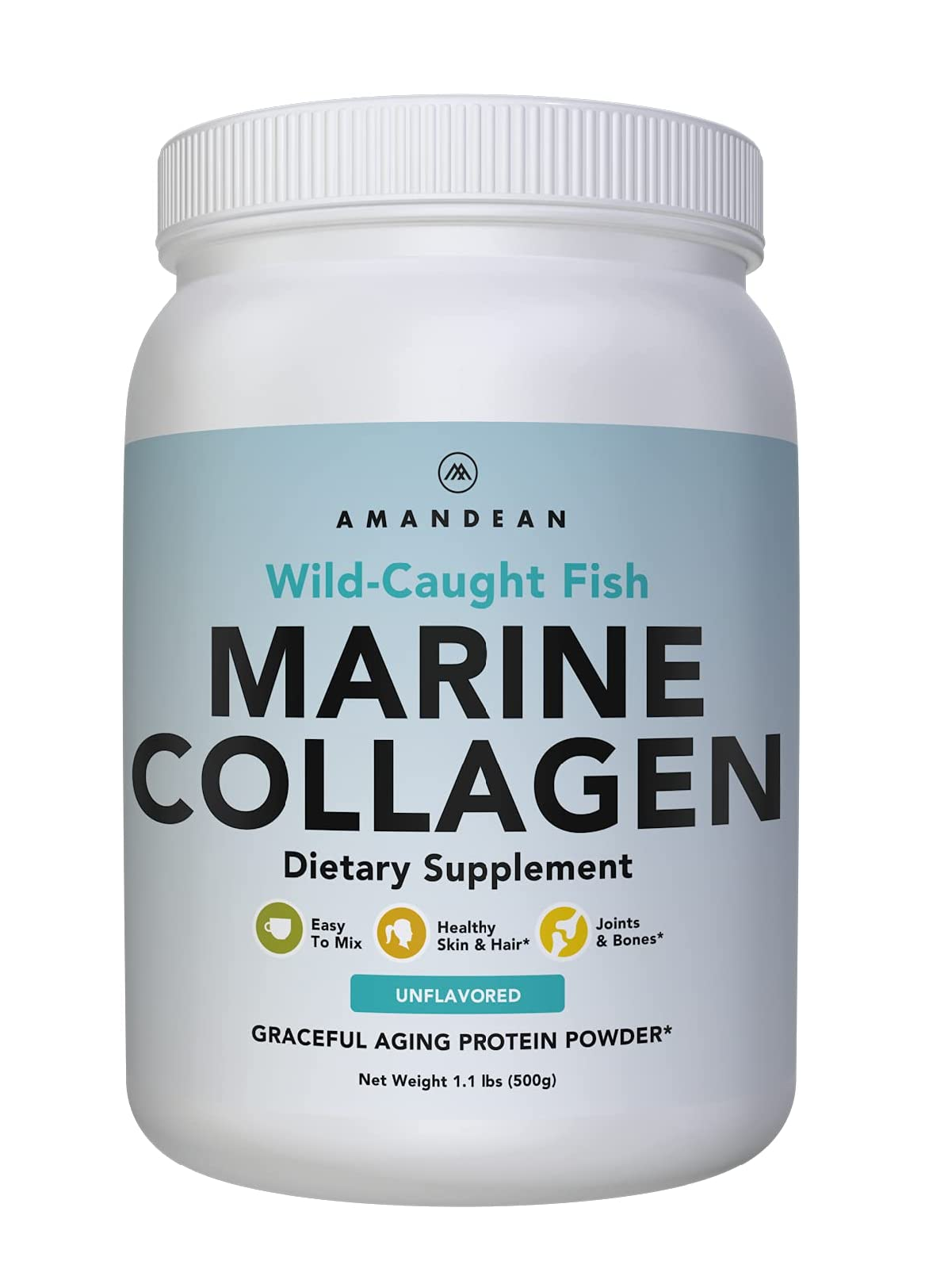 AMANDEAN Colágeno en polvo marino hidrolizado 50 servicios 1.1 Libras