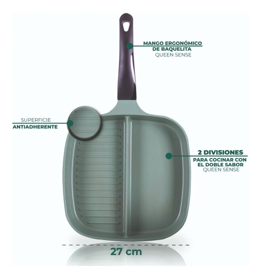 Set Jade 3 Pzas Sartén Cuadrado 27cm Ollas 20y 24cm Con Tapa