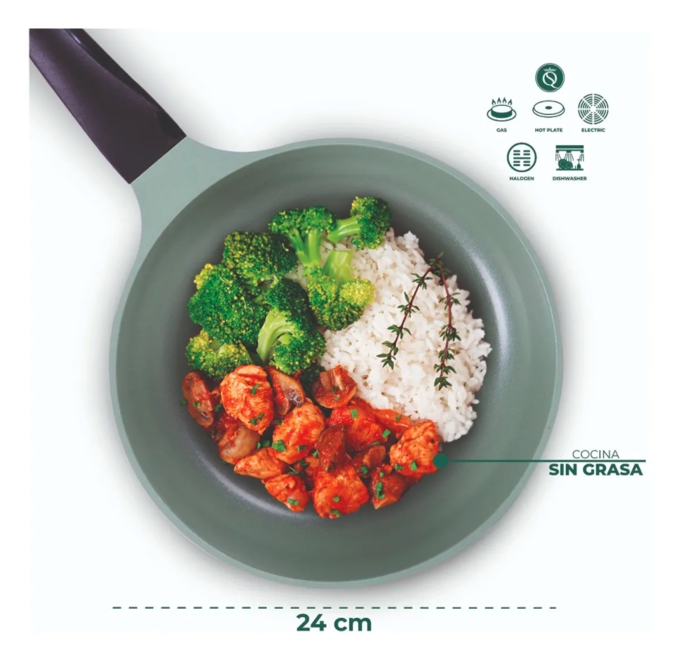 Set Jade 3 Pzas Sartén Cuadrado 27cm Ollas 20y 24cm Con Tapa