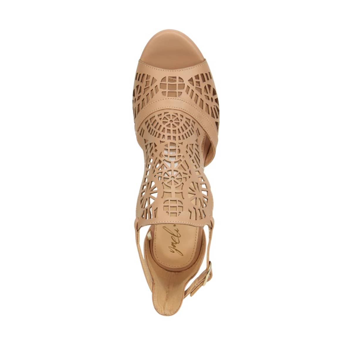 Sandalias de vestir marca Yaeli, con tacón alto, color beige, mod. 992331