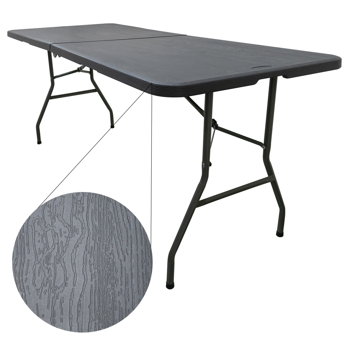 Mesa Plegable Tipo Madera 1.80 m Plastico Resistente Exterior.