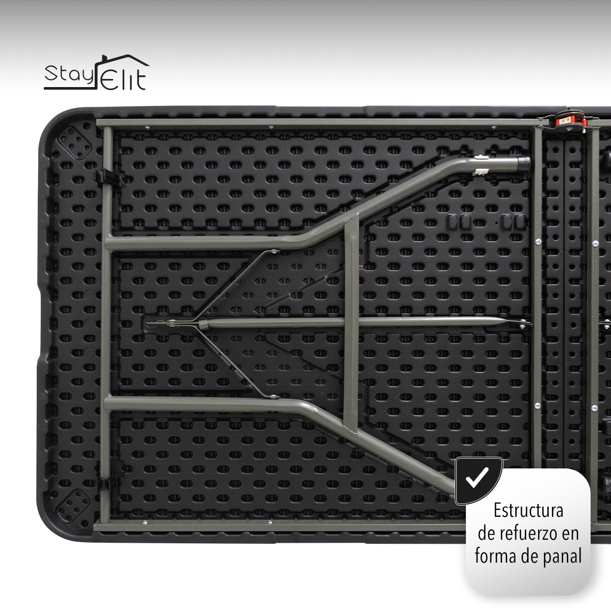 Mesa Plegable Tipo Madera 1.80 m Plastico Resistente Exterior.