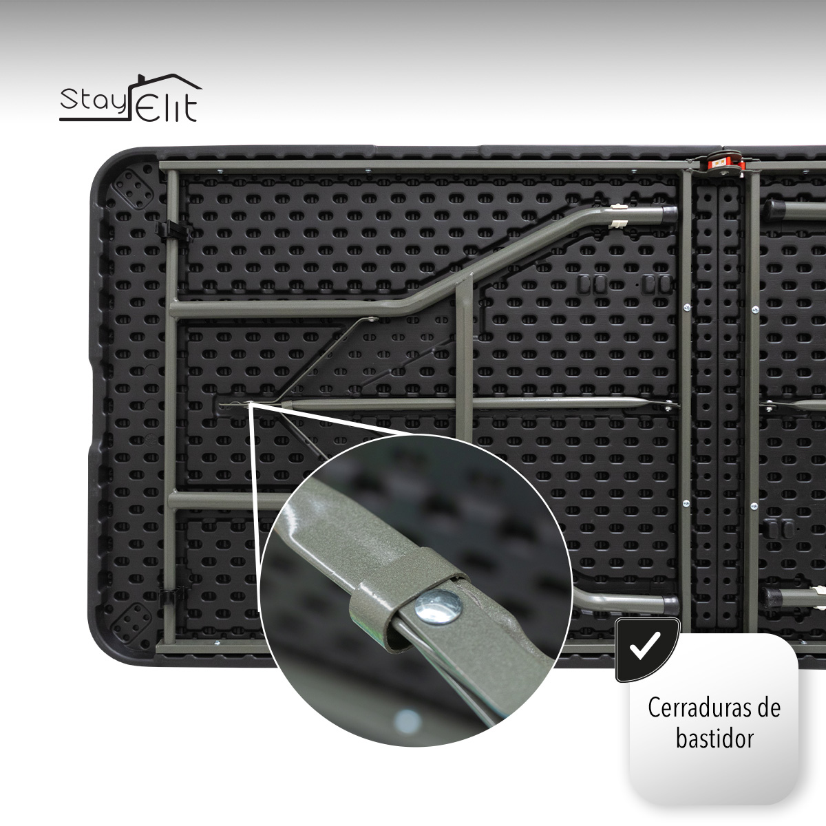 Mesa Plegable Tipo Madera 1.80 m Plastico Resistente Exterior.