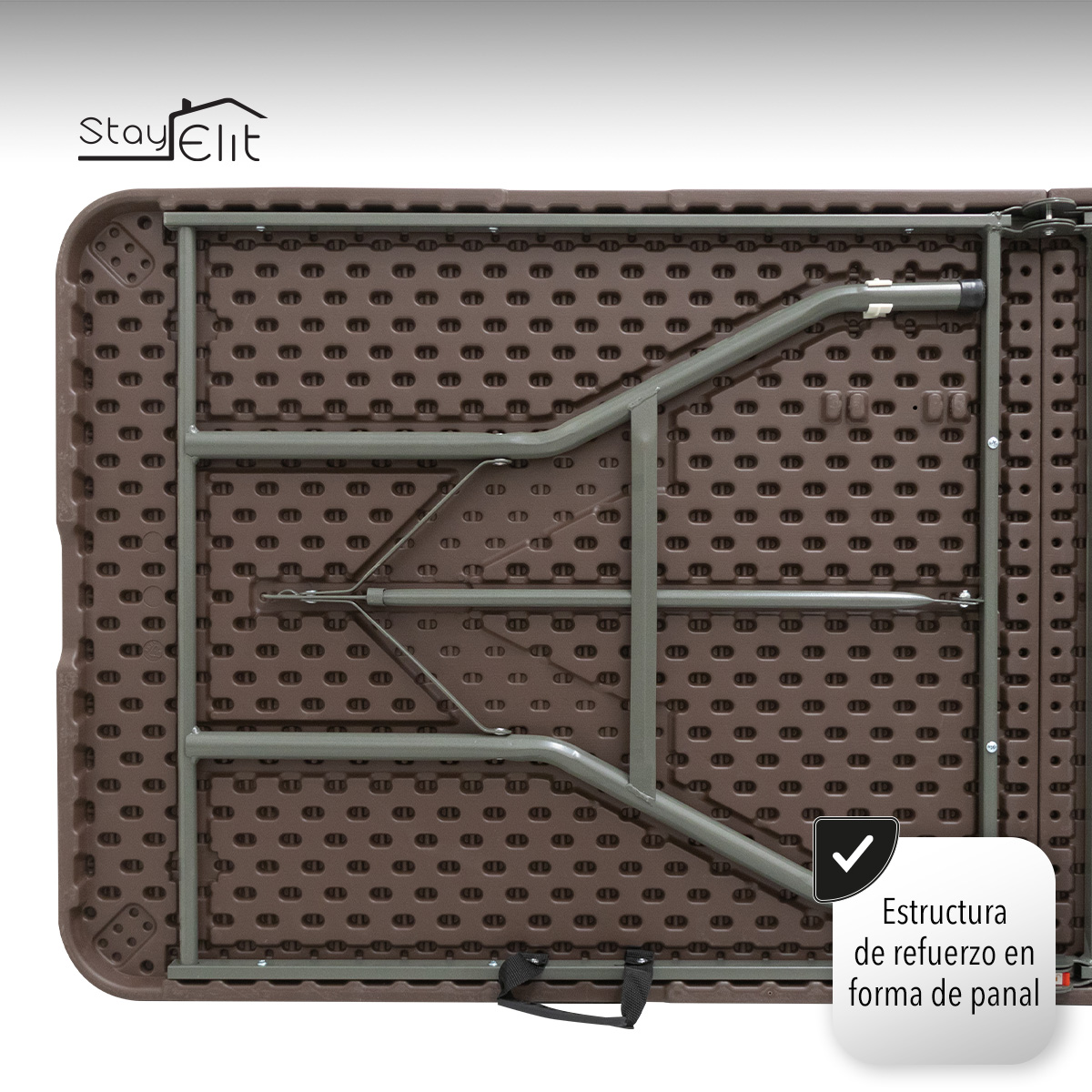 Mesa Plegable Portafolio Tipo Mimbre 1.80m Resistente