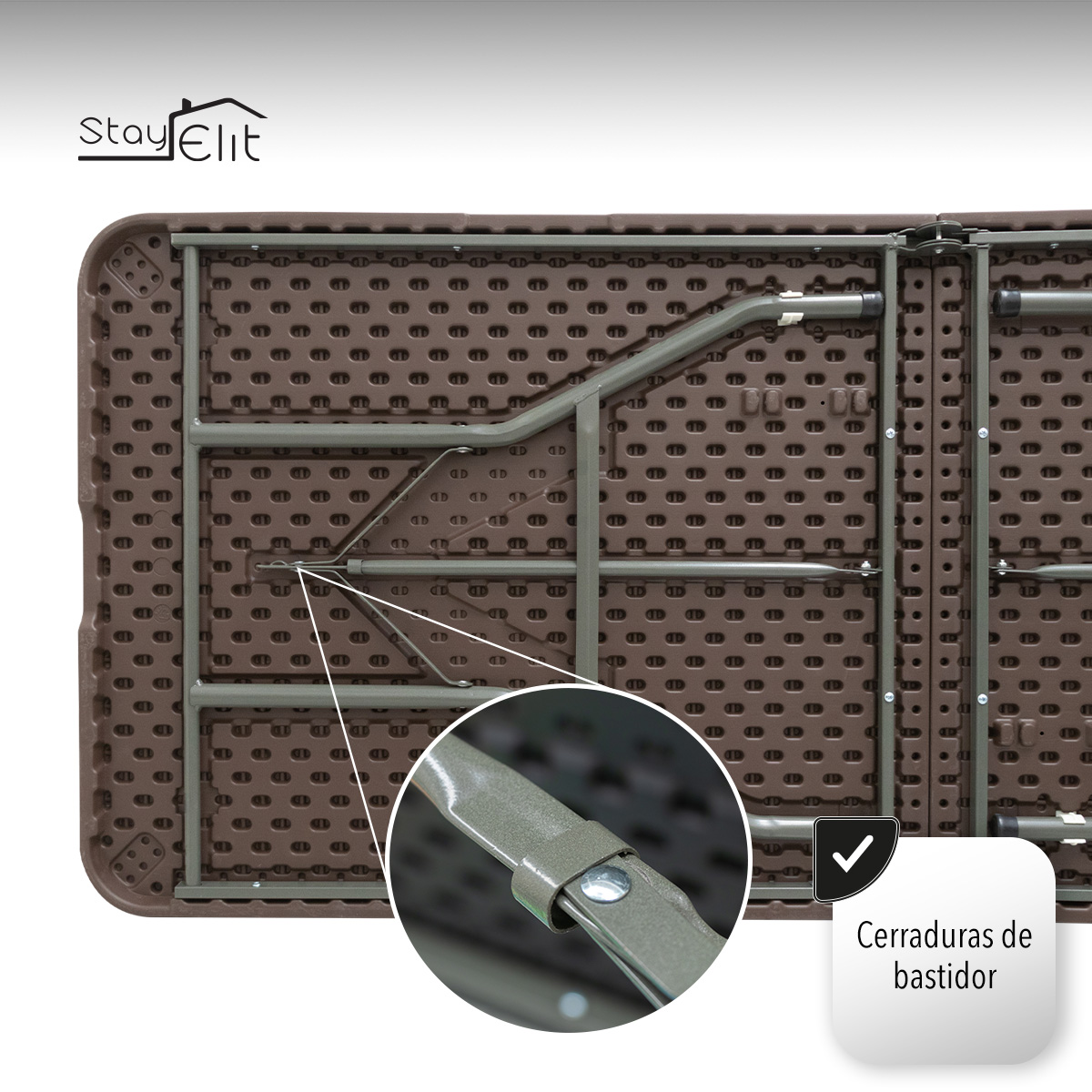 Mesa Plegable Portafolio Tipo Mimbre 1.80m Resistente