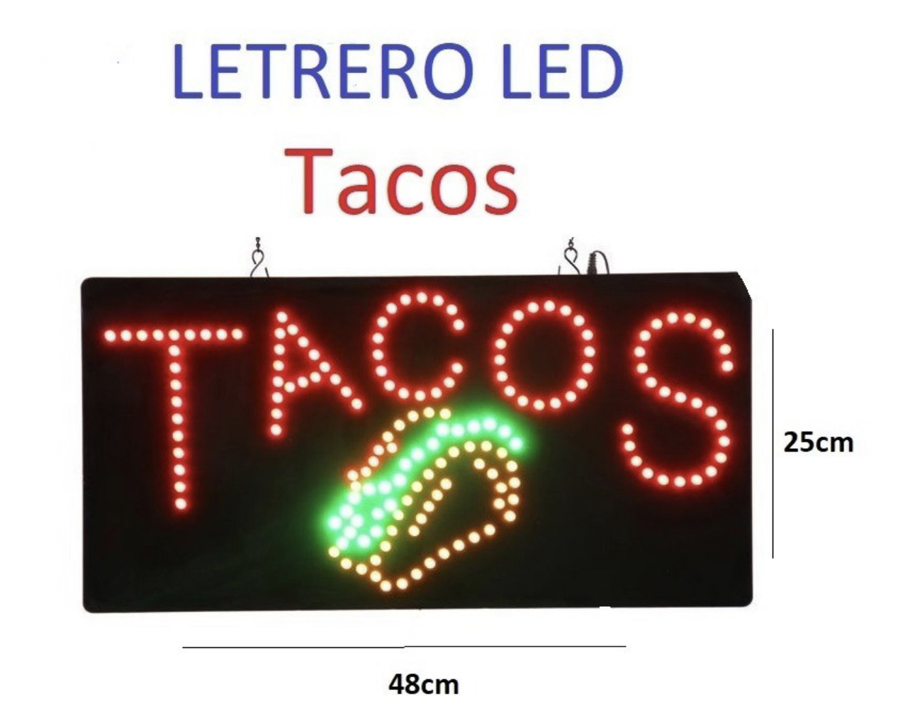 Letrero Led Tacos Anuncio Luminoso Para Negocio Display