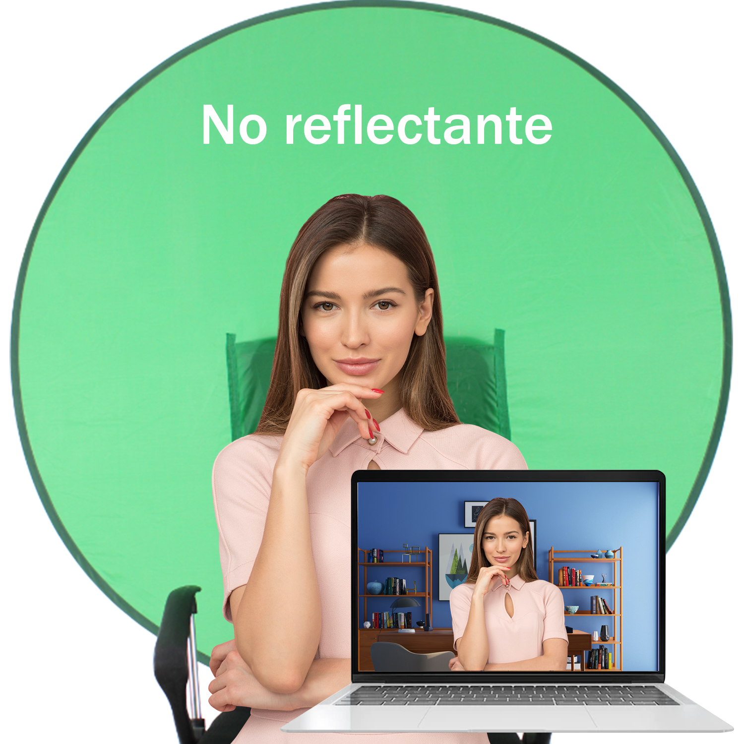 Pantalla Verde Fondo para Silla Redondo Chroma Key 55" Plegable Fotografia Video