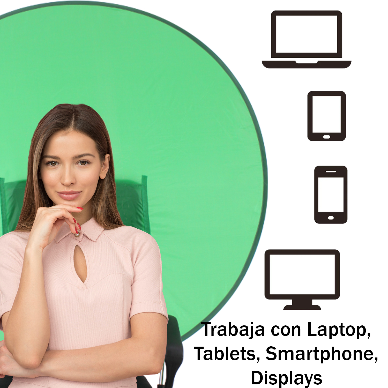 Pantalla Verde Fondo para Silla Redondo Chroma Key 55" Plegable Fotografia Video