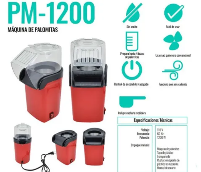 Máquina Para Hacer Palomitas Forma Torre Sin Usar Aceite