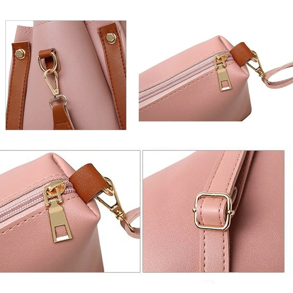 Set 4 Bolsos Modernos Mujer Dama Hombro De Alta Calidad ROSA