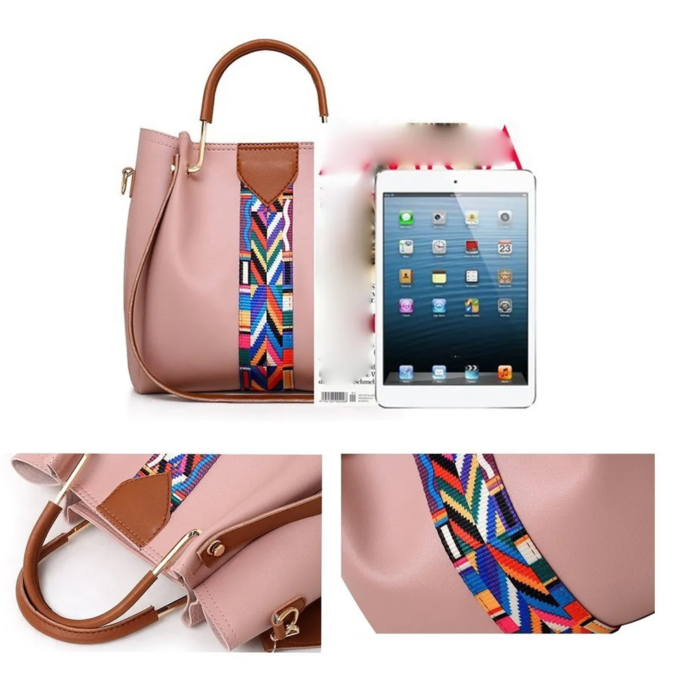 Set 4 Bolsos Modernos Mujer Dama Hombro De Alta Calidad ROSA
