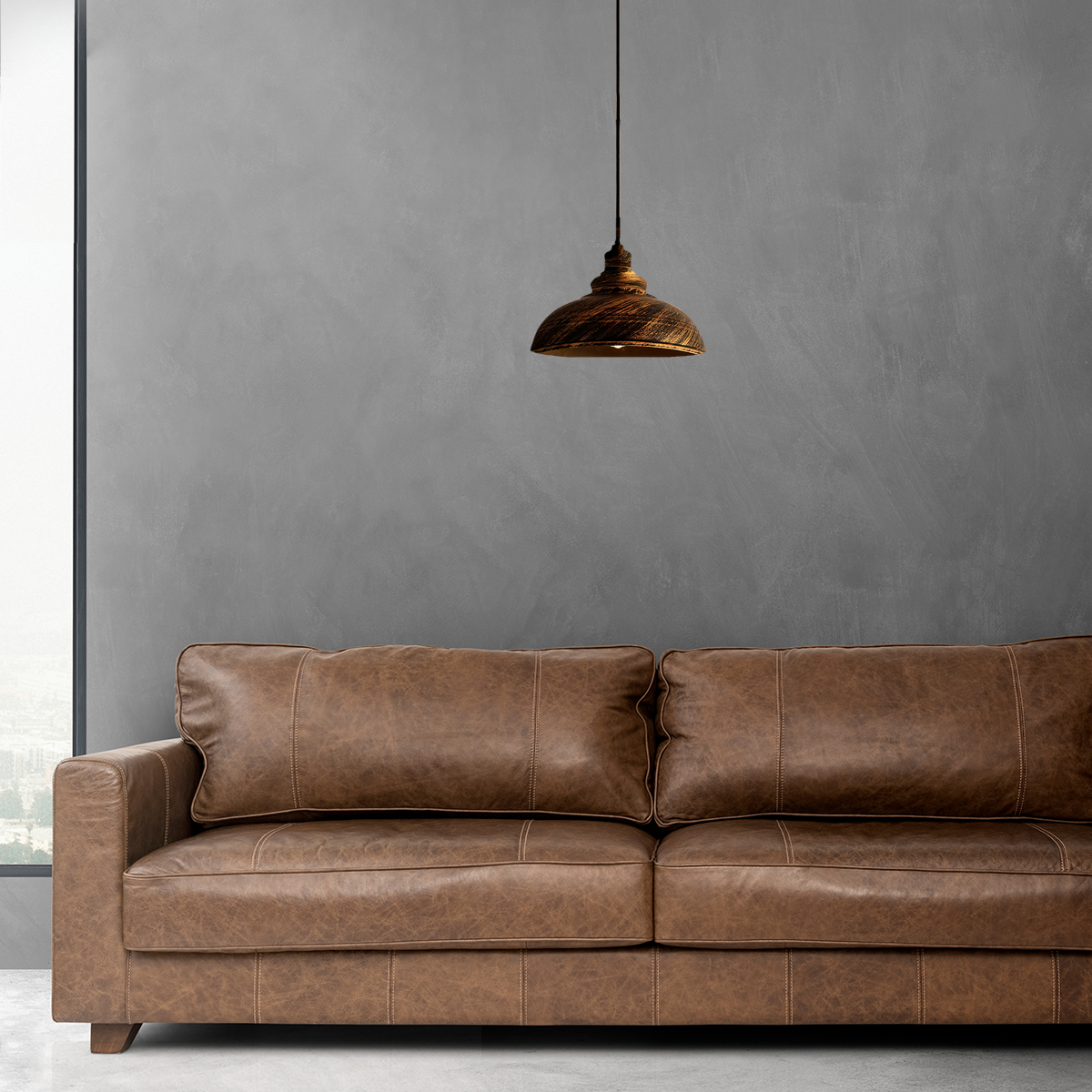 Lampara de techo colgante vintage de campana acabado rústico 29 cm de diámetro.