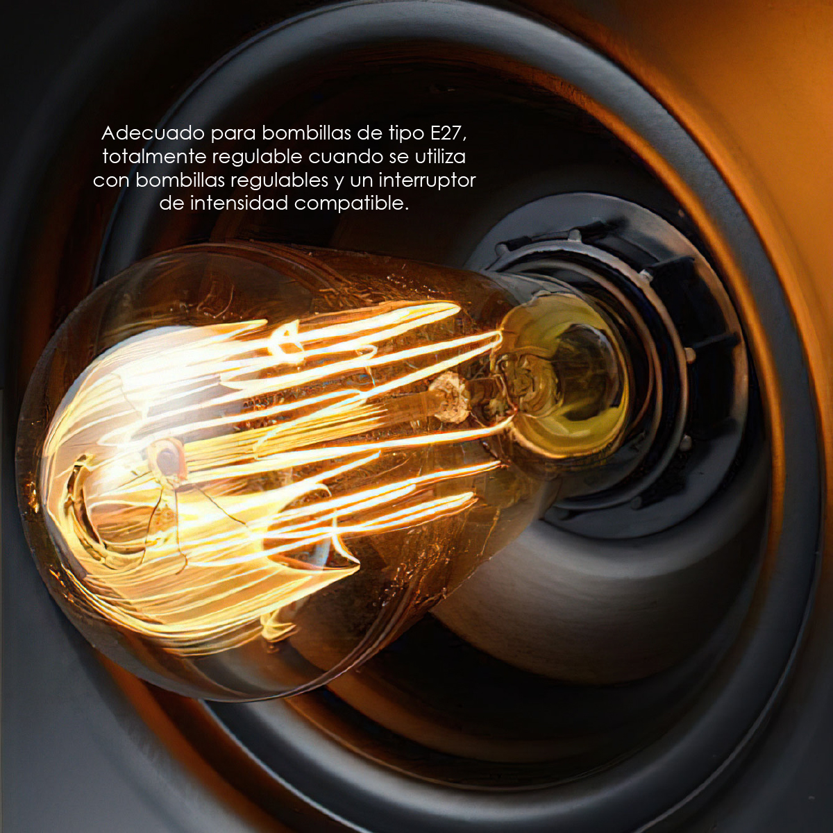 Lampara de techo colgante vintage de campana acabado rústico 29 cm de diámetro.