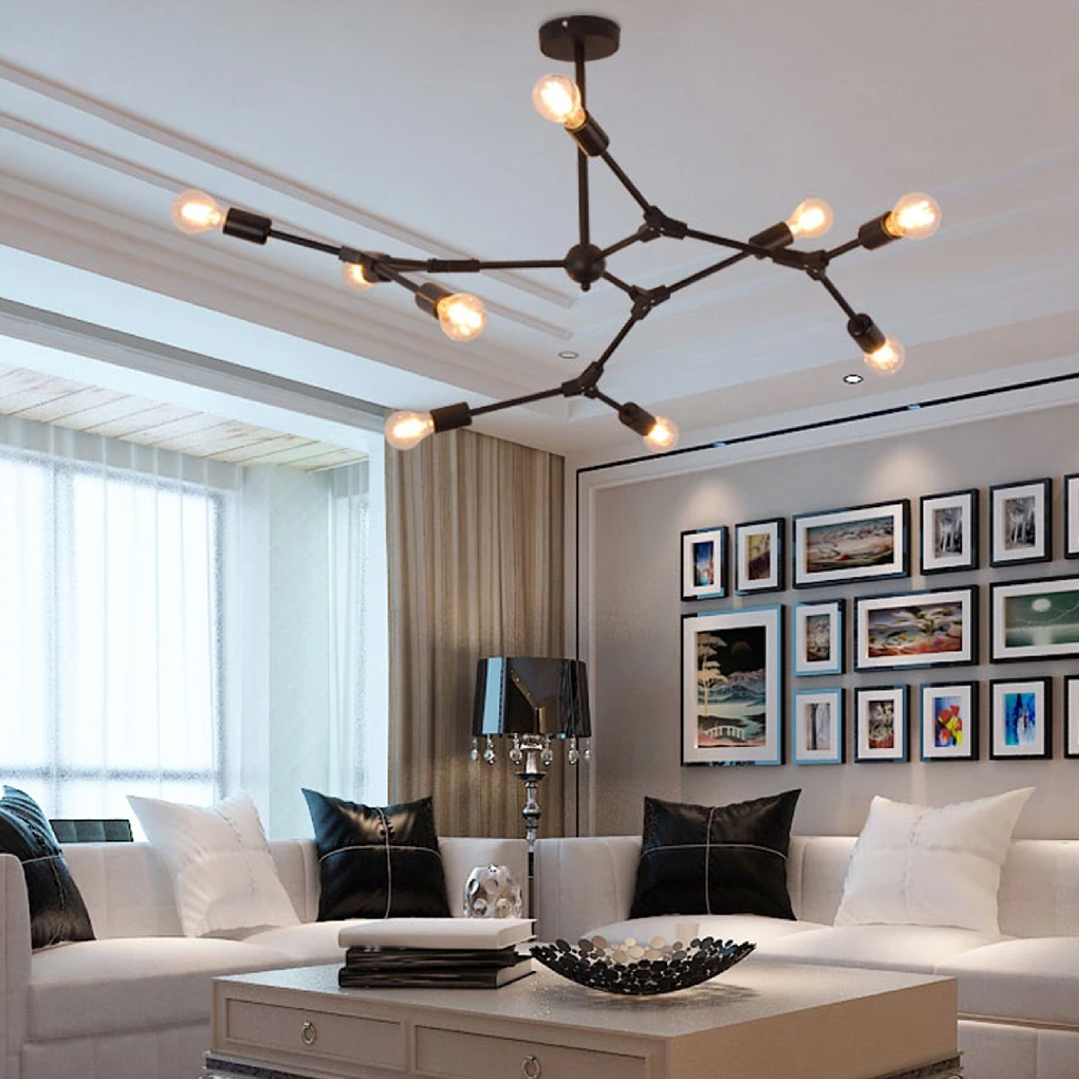 Lampara de techo estilo industrial Lámpara de araña 9 luces