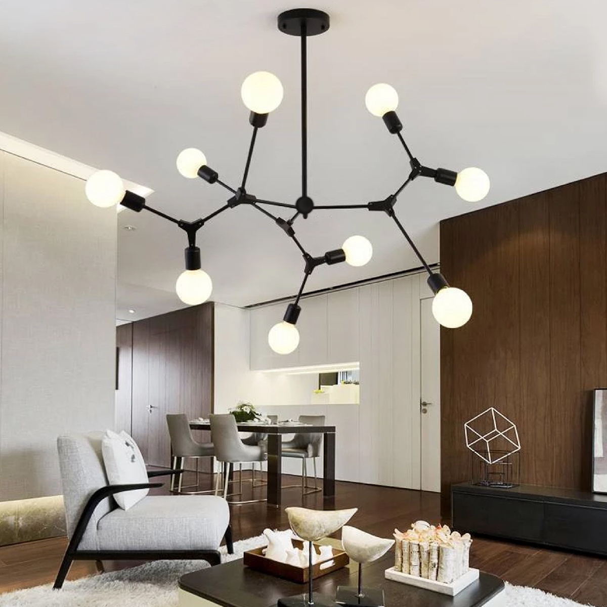 Lampara de techo estilo industrial Lámpara de araña 9 luces