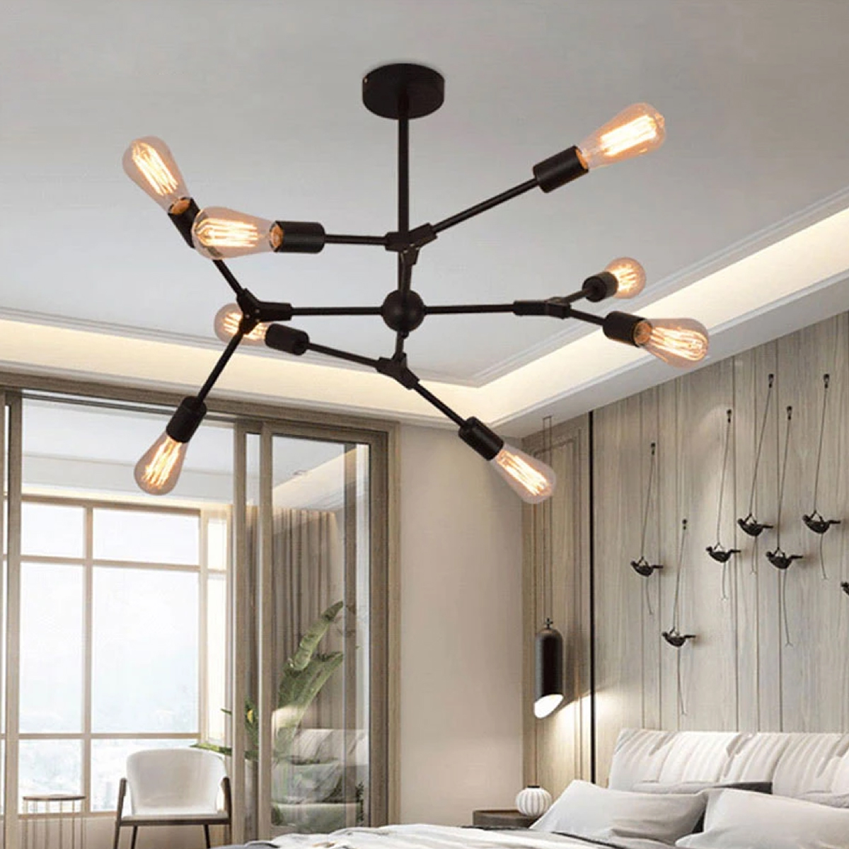 Lampara de techo estilo industrial Lámpara de araña 9 luces