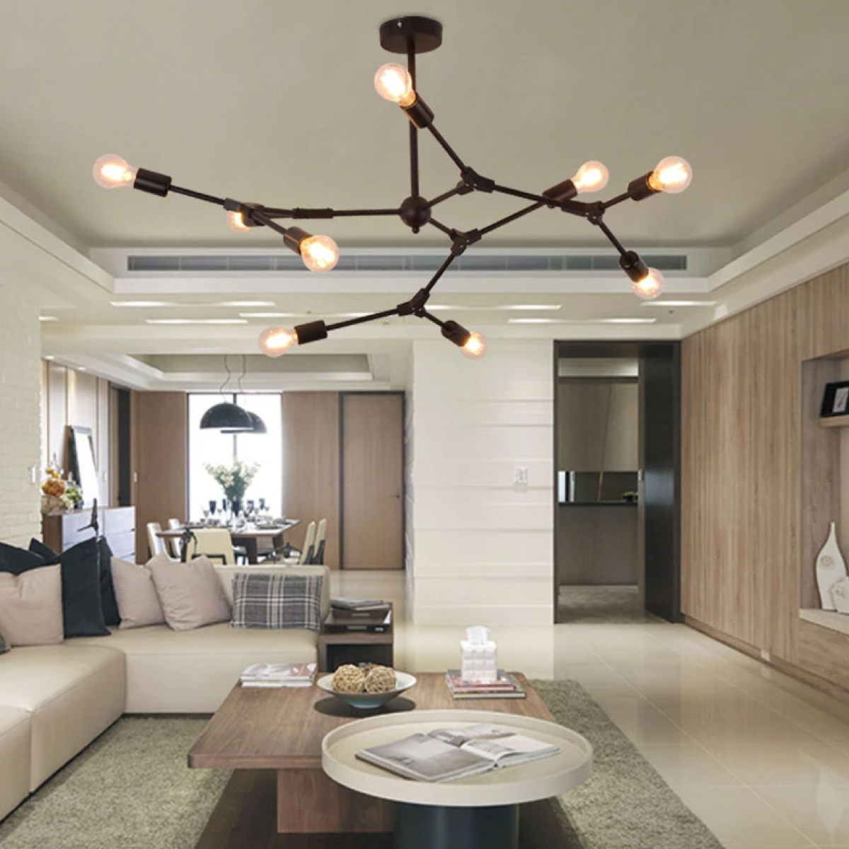 Lampara de techo estilo industrial Lámpara de araña 9 luces