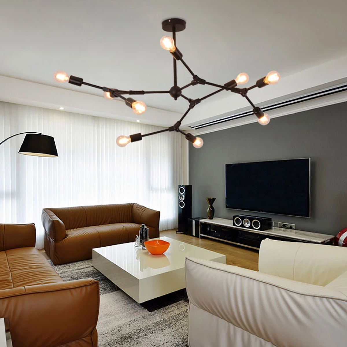 Lampara de techo estilo industrial Lámpara de araña 9 luces