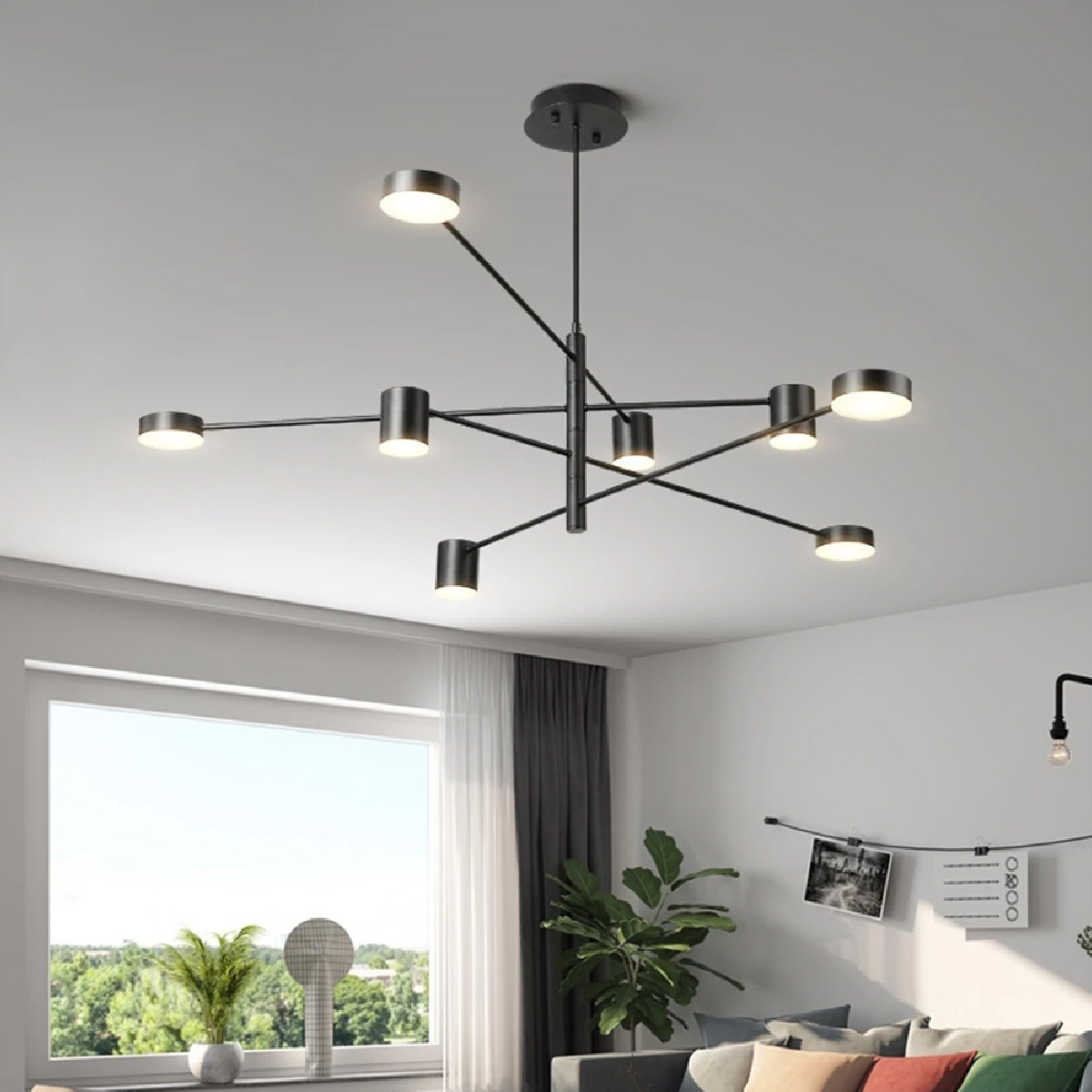 Lampara de techo estilo industrial hierro forjado negro con dorado lampara downlight 6 luces