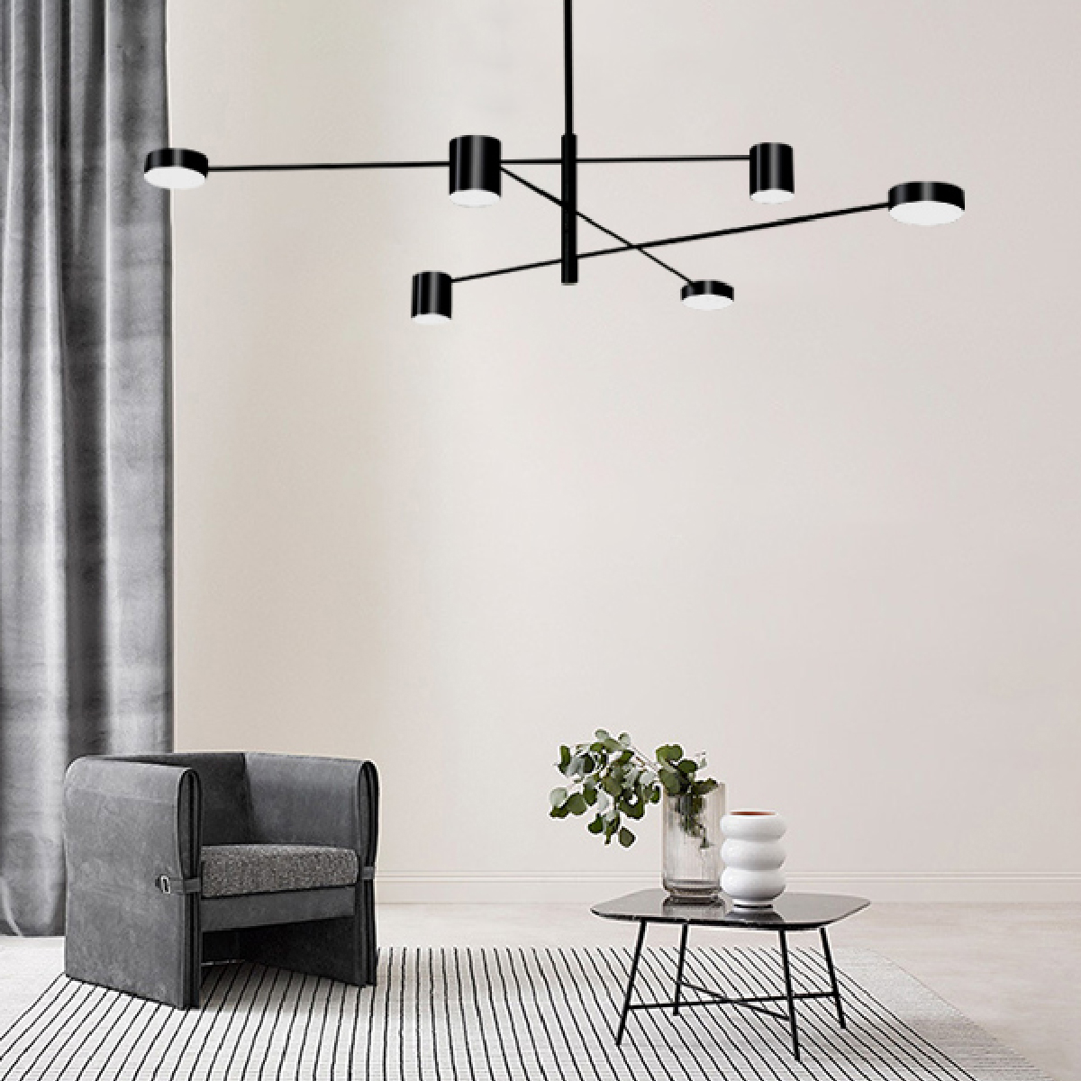 Lampara de techo estilo industrial hierro forjado negro con dorado lampara downlight 6 luces
