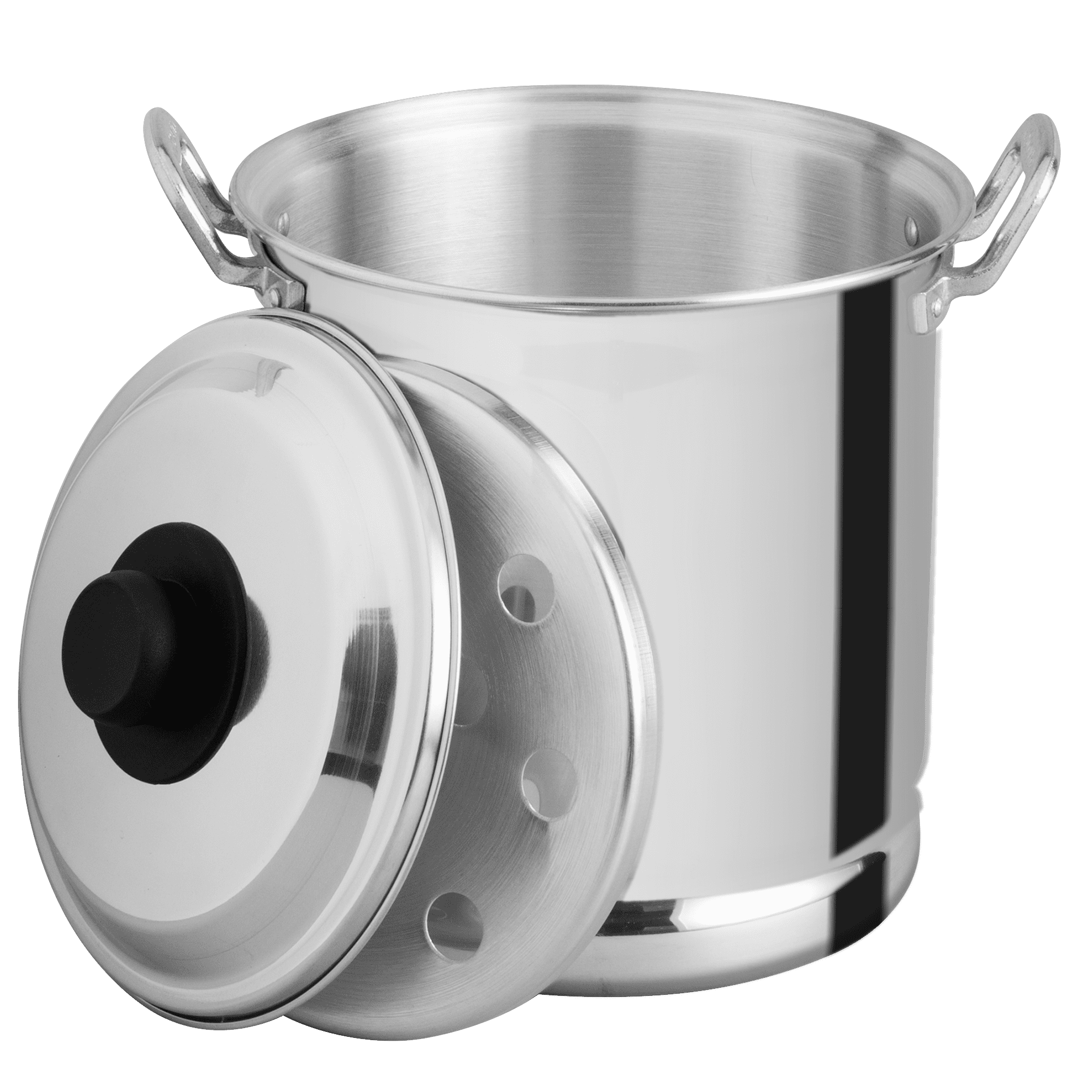 Vaporera de 22 cm. Vasconia Básicos de 3 Piezas de Aluminio Plateado Pulido con Tapa de Aluminio y Alta durabilidad
