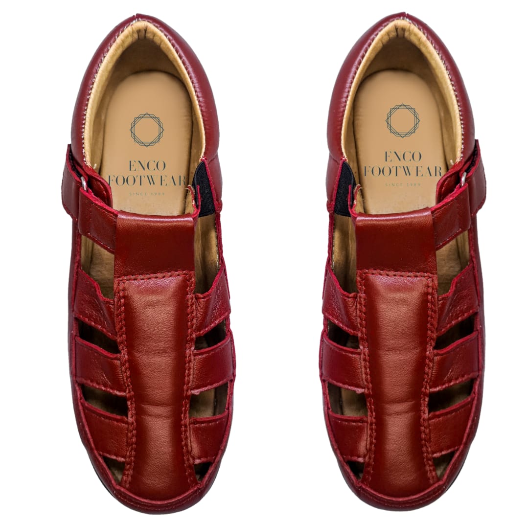 Huarache Mujer Borrego Rojo Pie Delicado Diabético 22 Al 27.