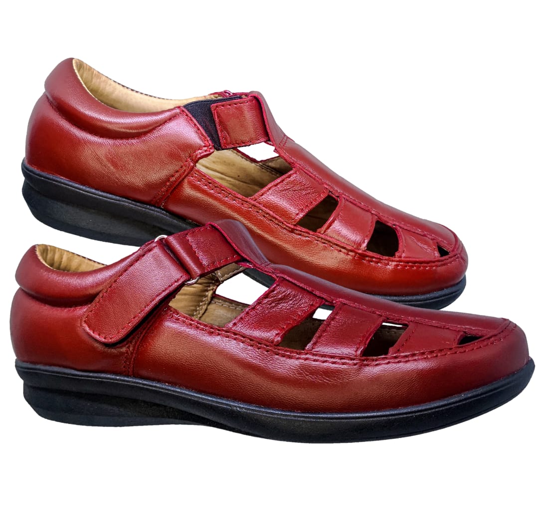 Huarache Mujer Borrego Rojo Pie Delicado Diabético 22 Al 27.