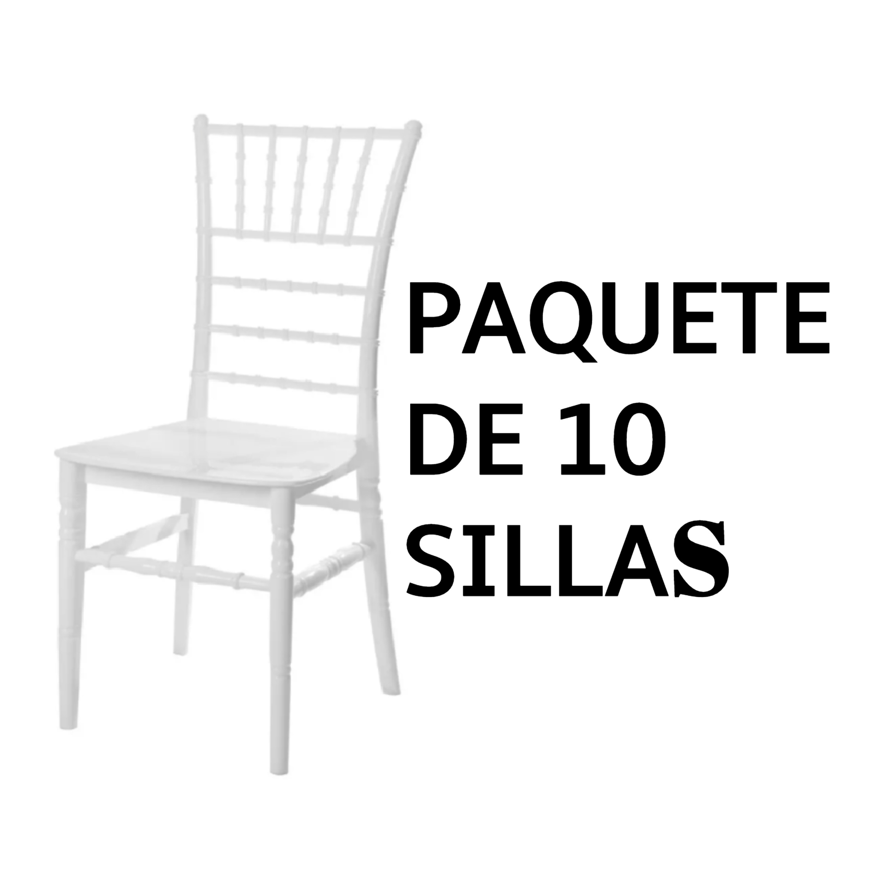 Paquete De 10 Sillas Tiffany blanca Plastica Eventos Lounge Banquete
