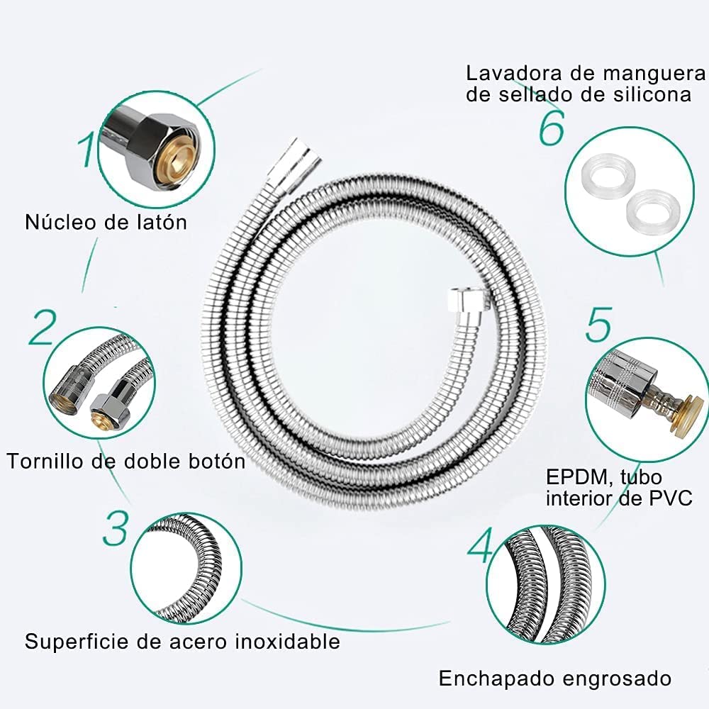 Manguera Para Baño - Ducha De Mano De Acero Inoxidable