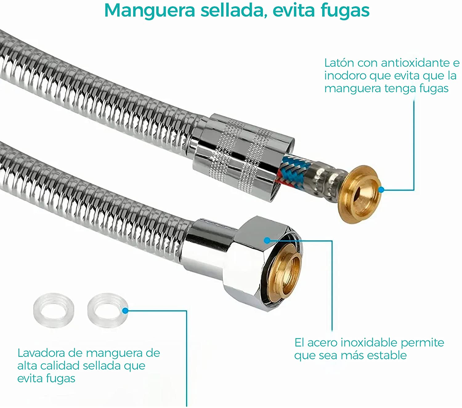 Manguera Para Baño - Ducha De Mano De Acero Inoxidable