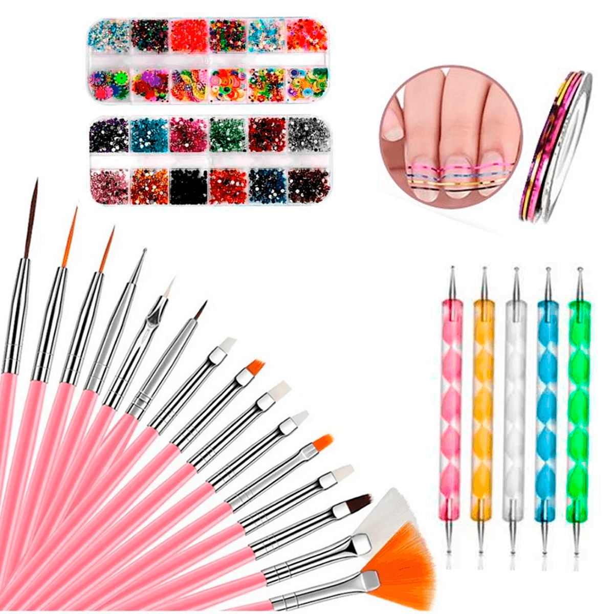 Kit Para Decoración De Uñas Manos y pies, Manicura Arte Maquillaje De Uñas .