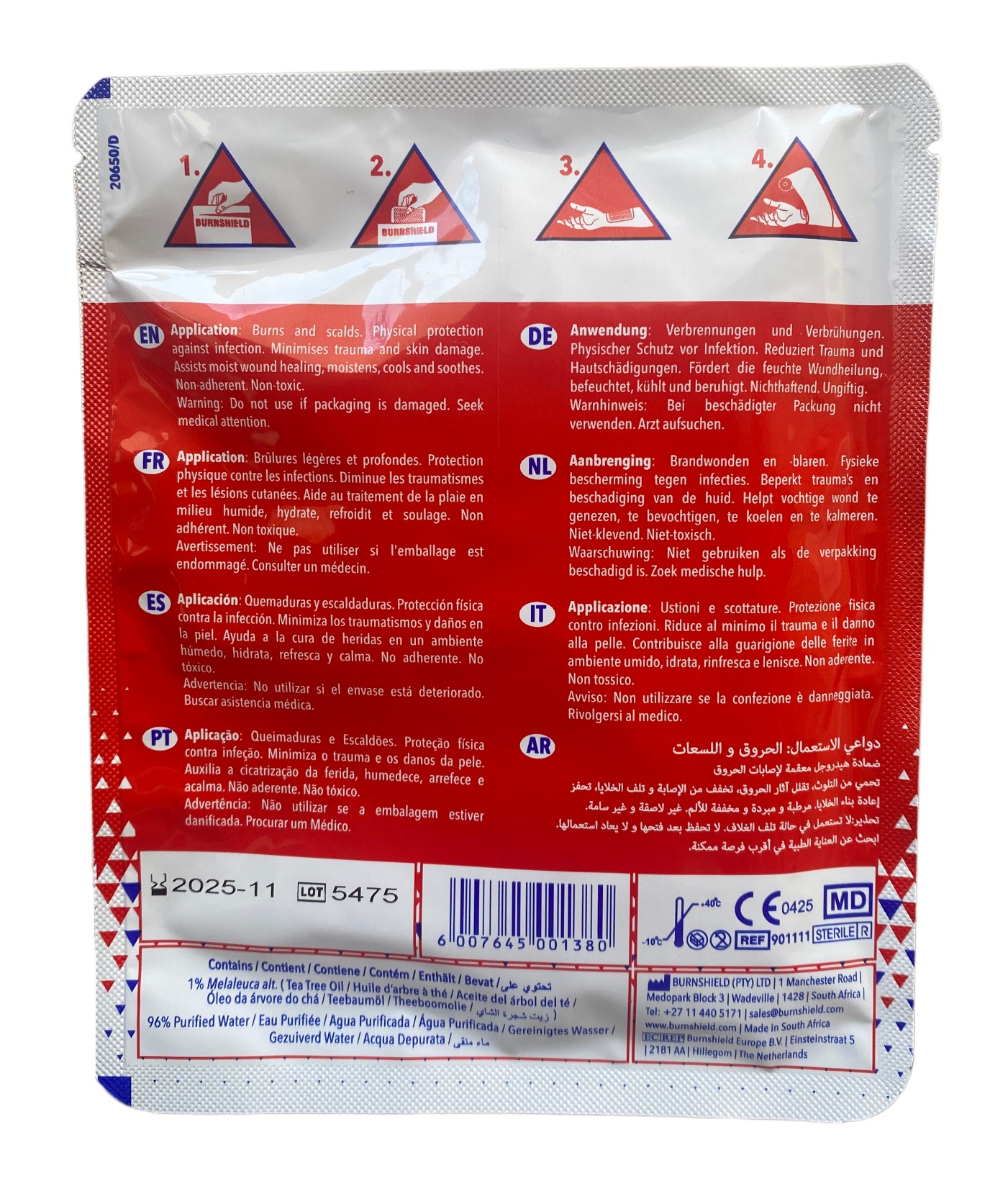 Apósito de Hidrogel Burnshield para Quemaduras