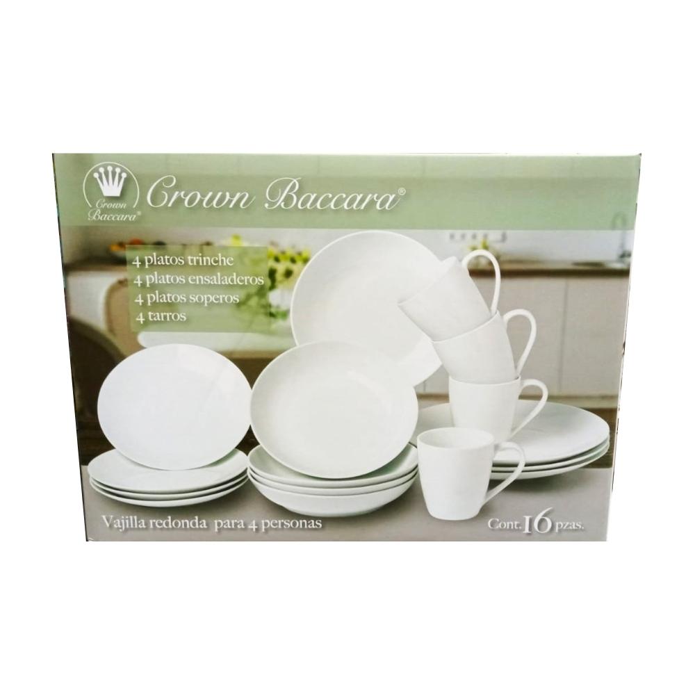 Vajilla De Porcelana Crown Baccara Galardón Contenido 16 Piezas CST
