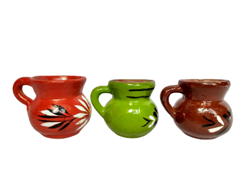 Vasos tequileros de barro, tequileros shot de colores, 100 pzas