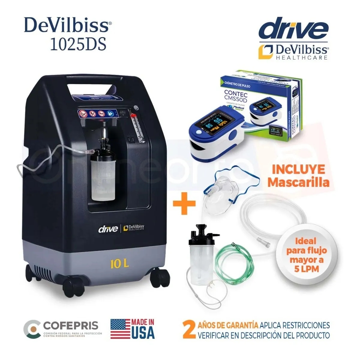 Concentrador De Oxigeno Drive Dvilbiss 10 Litros + Oxímetro