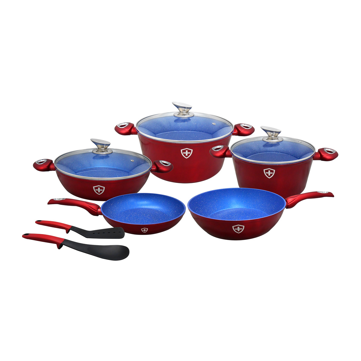 Batería de cocina Swiss Silver Roja 10pzas