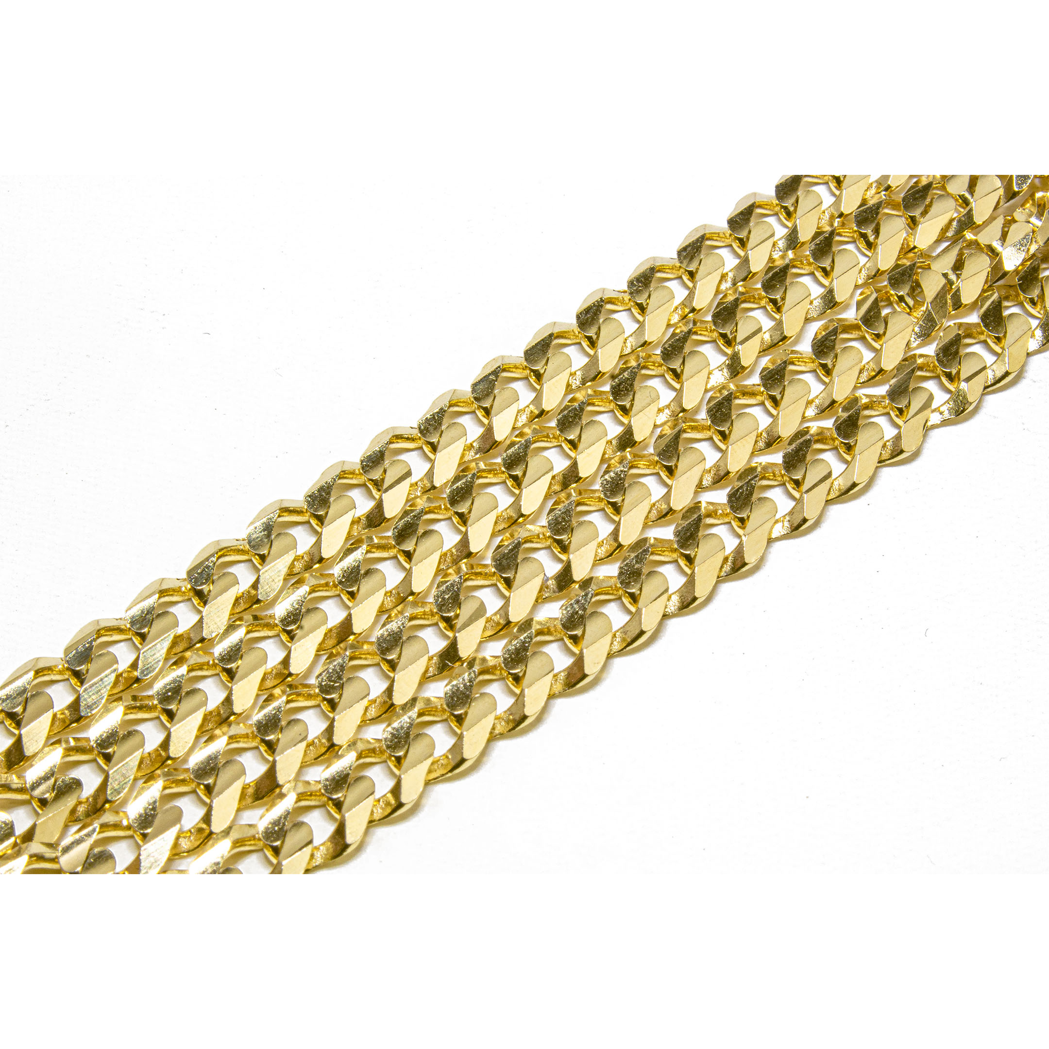 Cadena Tejido Barbado/cubano Oro 14 Kilates 60 Centímetros.